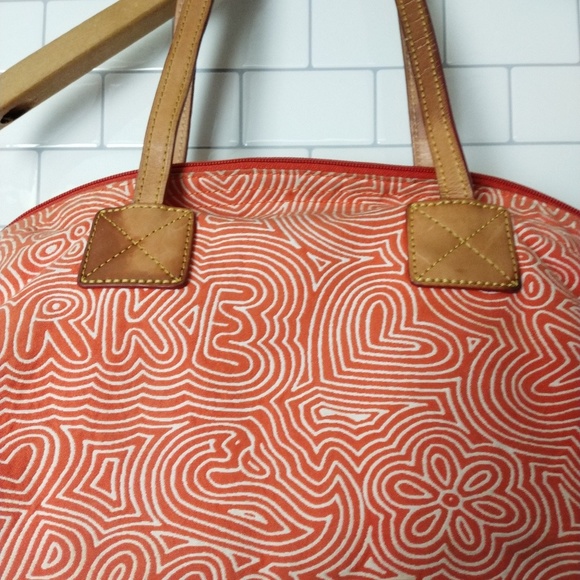 Dooney and Bourke coral canvas spring satchel - Picture 2 of 6